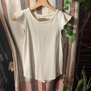 *NWT* Madewell Ruffle Shoulder Cotton Top